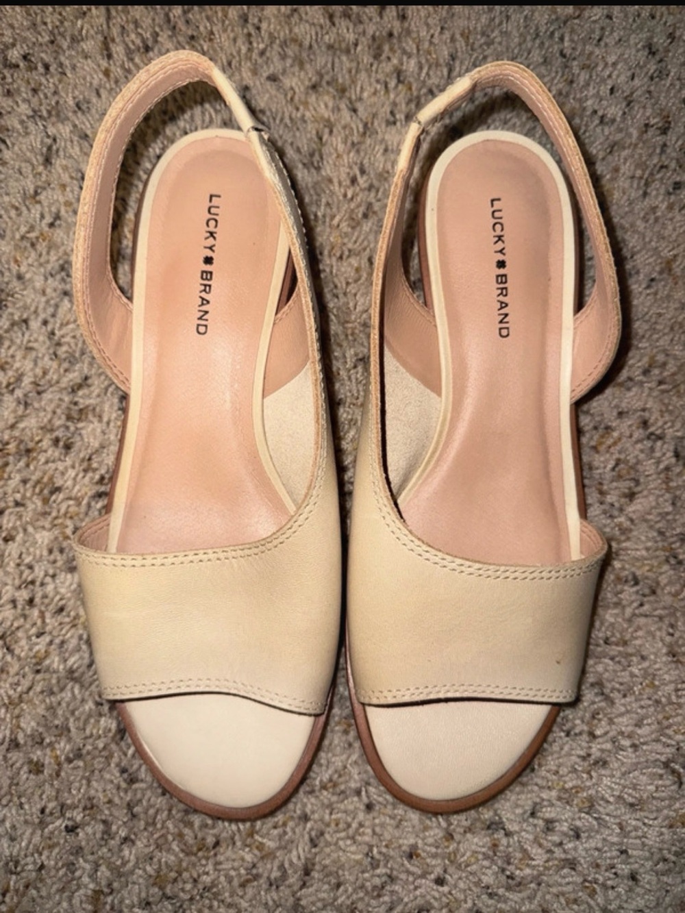 Lucky Brand Safello Asymmetric Slingback Sandal In Cream size 7